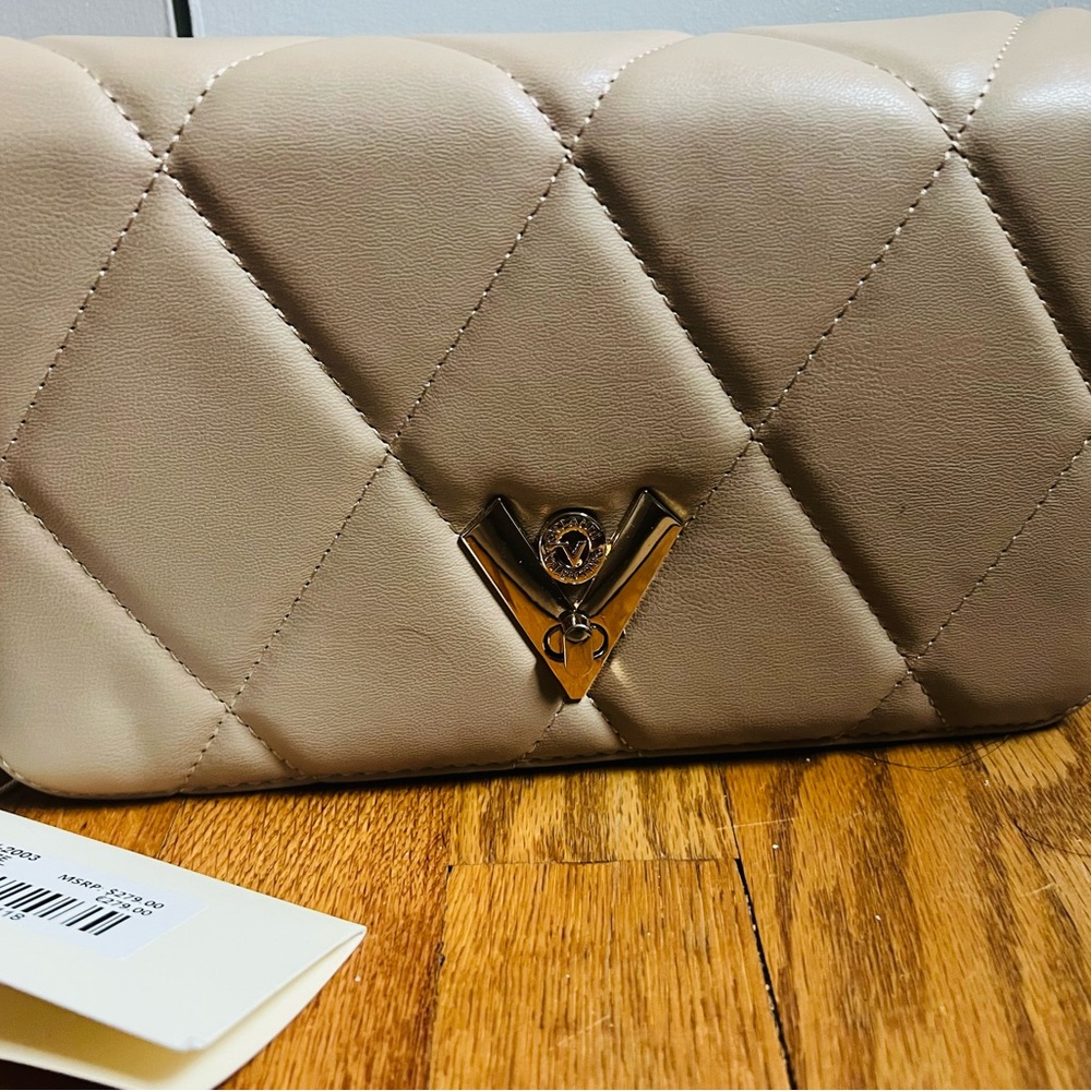 NWT VALENTINO ORLANDI Taupe Diamond Quilted Designed In Italy Crossbody Bag - Picture 2 of 4